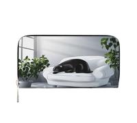 YVNKHKU Portefeuille portefeuille élégant pour homme et femme, cuir PU, plusieurs compartiments, idéal pour l'argent liquide et les cartes, morse triste, noir, One Size