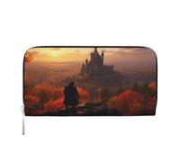 YVNKHKU Portefeuille portefeuille élégant pour homme et femme, cuir PU, plusieurs compartiments, idéal pour les espèces et les cartes debout près du château, noir, One Size