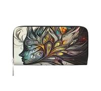 YVNKHKU Portefeuille portefeuille élégant pour homme et femme, cuir PU, plusieurs compartiments, idéal pour l'argent liquide et les cartes. Très belle image d'une femme, noir, One Size