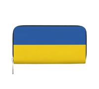 YVNKHKU Portefeuille portefeuille élégant pour homme et femme, cuir PU, plusieurs compartiments, idéal pour les espèces et les cartes, drapeau de l'Ukraine, noir, One Size