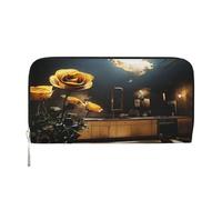 YVNKHKU Portefeuille portefeuille élégant pour homme et femme, cuir synthétique, plusieurs compartiments, idéal pour les espèces et les cartes. Belle pièce, noir, One Size