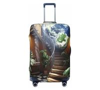 YVNKHKU The Earth on the Stairs Housse de valise extensible - Durable, anti-rayures, convient aux bagages de 45,7 à 81,3 cm, facile à laver et protection de voyage, noir, Medium
