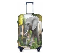 YVNKHKU The Elephant in Utopia Housse de valise extensible - Durable, anti-rayures, convient aux bagages de 45,7 à 81,3 cm, facile à laver et protection de voyage, noir, X-Large