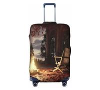 YVNKHKU The Fire Pit in the destroyed library Housse de valise extensible - Durable, anti-rayures, s'adapte aux bagages de 45,7 à 81,3 cm, facile à laver et protection de voyage, noir, X-Large
