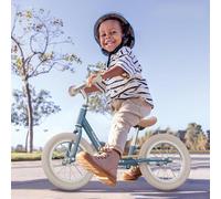 YVolution Draisienne Vintage Yvelo Classic, Roues 12 Pouces Acier, Repose-Pieds Bois, Pneus Gonflables (Bleu)