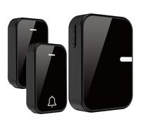 YVVV Sonnette Sans Fil Extérieur 250m Carillon Étanche IP55 avec 38 Mélodies, Récepteur sans Pile, 4 Volumes Réglables et Mémoire - Kit 2 Émetteur + 1 Récepteur pour Maison (Noir)