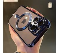 YVWUNH Coque de Chargement sans Fil de Luxe pour iPhone 16, 15, 14 Plus, 13, 12, 11 Pro, X, XR, XS Max, Transparente, Souple et magnétique, Bleu Marine, pour iPhone 15Pro Max