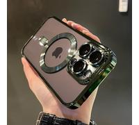YVWUNH Coque de Chargement sans Fil de Luxe pour iPhone 16, 15, 14 Plus, 13, 12, 11 Pro, X, XR, XS Max, Transparente, Souple et magnétique, Vert foncé, pour iPhone 14 Plus