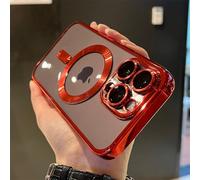 YVWUNH Coque de Chargement sans Fil de Luxe pour iPhone 16, 15, 14 Plus, 13, 12, 11 Pro, X, XR, XS Max, Transparente, Souple et magnétique, Rouge, pour iPhone X