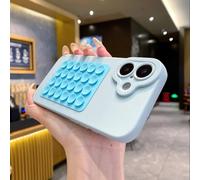 YVWUNH Coque en Silicone Souple avec Ventouse, Mignonne et créative, pour iPhone 17, 16, 15, 14 Plus, 13, 12 Mini, 11 Pro Max. Support pour Selfies. Coque Amusante, Bleue, pour iPhone 12 Mini.