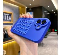 YVWUNH Coque en Silicone Souple avec Ventouse, Mignonne et créative, pour iPhone 17, 16, 15, 14 Plus, 13, 12 Mini, 11 Pro Max. Support pour Selfies. Coque Amusante, Bleu Marine, pour iPhone 16 Pro.