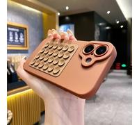 YVWUNH Coque en Silicone Souple avec Ventouse, Mignonne et créative, pour iPhone 17, 16, 15, 14 Plus, 13, 12 Mini, 11 Pro Max, Support pour Selfies, Coque Amusante, Marron, pour iPhone 14 Pro Max