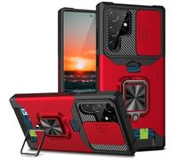 YVWUNH Étui magnétique Antichoc pour Samsung Galaxy S25, S24, S23, S22, S21 Ultra Plus, FE, Note 20 Ultra, avec Porte-Cartes, Rouge, pour Samsung S25Ultra