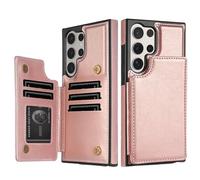 YVWUNH Étui Portefeuille en Cuir avec Double Boucle magnétique et Fente pour Carte pour Samsung Galaxy S25 Ultra, S24 FE, S23 Plus, S22, S21, S20 FE, Or Rose, pour Galaxy S20
