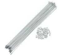 Yvxotrxnk 14G forBicycle Spokes Lot de 36 rayons de roue de vélo en acier au carbone galvanisé, 187 mm, pour réparation, ton argenté (251 mm)