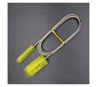 Yvxotrxnk Brosse de nettoyage d'aquarium à double tête, en acier inoxydable, flexible pour tuyau d'eau, tuyau de lys et tuyau d'air, kit complet de nettoyage de tube de poisson (jaune, 45 cm)