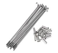 Yvxotrxnk Lot de 12 sabots de roue de vélo 14G 295 mm - 304 en acier inoxydable argenté - Pour réparation de roues de vélo (97 mm)