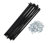 Yvxotrxnk Lot de 36 rayons de vélo 12 G, 185 mm, en acier au carbone, pour réparation de vélo, noir (183 mm)
