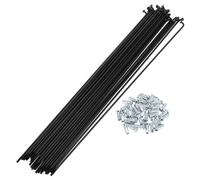 Yvxotrxnk Lot de 36 rayons de vélo 12 G, 185 mm, en acier au carbone, pour réparation de vélo, noir (284 mm)