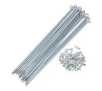 Yvxotrxnk Lot de 36 rayons de vélo 13G pour vélo, 210 mm, kit de sabots de roue de vélo avec rivets, acier au carbone galvanisé, ton argenté pour réparation des roues (187 mm)