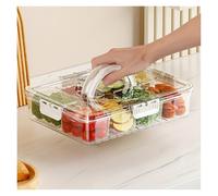 Yvxotrxnk Lot de 8 plateaux de service divisés avec couvercle, conteneurs de rangement étanches et organiseurs de collations pour congélateur, fruits, légumes, bento (beige 4 cellules)