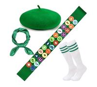 Yvxotrxnk Scouts & Guides Ensemble d'uniforme pour adolescents et adultes - Kit complet avec béret vert, badge sash, cerceau, ceinture et chaussettes - Guide de style officiel (Suit3)