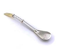 YVY Maté Bombilla à maté Anilo Alpaca Ciselée et Bronze | Bombilla artisanale | Garantie à vie | Fabriquée à la main en Uruguay | Filtre toute coupe de maté