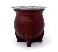 YVY Maté Calebasse maté Camionero | Calebasse artisanale environ 200ml | Cerclage en acier inoxydable | Fabriquée à la main en Uruguay | Cuir lisse couleur ocre