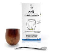YVY MATÉ Coffret Initiation Accessoires | Calebasse à maté en Bois et Bombilla en Acier Inoxydable | Sans Maté | Guide de Préparation Inclus | Idéal pour débuter ou offrir
