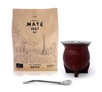 YVY MATÉ Kit Maté Camionero | Pack Calebasse Camionero, Bombilla Classique et 1 poche de Yerba Mate Vert Bio 500g | Kit Complet Maté bio | Fabrication Artisanale en Uruguay