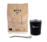 YVY MATÉ Kit Maté Inox Tempera | Pack Calebasse Inox Tempera, Bombilla Classique et 1 poche de Yerba Mate Vert Bio 500g | Ensemble Complet pour les amateurs de maté traditionnel