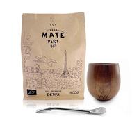 YVY MATÉ Kit Maté | Pack avec Calebasse en bois, Bombilla et 1 poche de Yerba Mate Vert Bio 500g | Ensemble Complet pour débuter | Coffret Découverte des saveurs