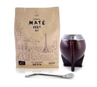 YVY MATÉ Kit Maté Torpedo | Pack Calebasse Torpedo, Bombilla Classique et 1 poche de Yerba Mate Vert Bio 500g | Coffret maté traditionnel | Fabrication Artisanale en Uruguay