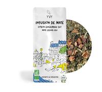 YVY MATÉ Thé Maté Bio Citron-Gingembre Grand Cru 80g | Non Fumé | Sans Tige | Sans Poussière | Infusion Fraiche et Tonique | Thé Maté Énergisant Doux et Fruité | Environ 30 Infusions
