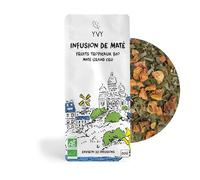YVY MATÉ Thé Maté Bio Fruits Tropicaux Grand Cru 80g | Non Fumé | Sans Tige | Sans Poussière | Maté Bio et Équitable | Infusion Fruitée | Maté Énergisant Doux et Fruité | Environ 30 Infusions