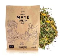 YVY MATÉ Yerba Maté Bio Citron 500g | BIO et Non Fumé | Sans Tige, Sans Poudre | Mate doux, rafraichissant et tonifiant | Fruits entiers, Idéal pour consommation quotidienne | Boisson caféinée