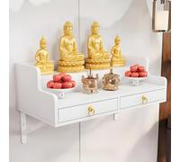 YVYKFZD Autel Bouddhiste Murale, Table d'autel personnelle, Table d'offrande méditation Chinoise avec tiroir de Rangement, Petites Tables de sanctuaire for Puja, prières(Wit,60cm/23.6")