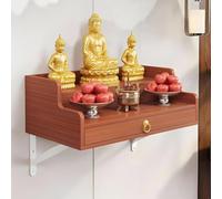 YVYKFZD Autel Bouddhiste Murale, Table d'autel personnelle, Table d'offrande méditation Chinoise avec tiroir de Rangement, Petites Tables de sanctuaire for Puja, prières(Teak,50cm/19.6")