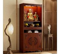 YVYKFZD Autel Bouddhiste, Table d'autel Ouverte, Table d'offrande en Bambou avec Rangement, Tables de sanctuaire Multifonction Tables de méditation pour prières(2 Doors,53cm/20.8")