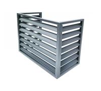 YVYKFZD Cache Climatiseur Exterieur, Couverture De Climatiseur en aluminium robuste, panneaux de Cache Climatiseur Extérieur autoportants, support de fleurs pour Cache Clim à persiennes (Color : Gray