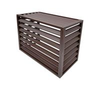 YVYKFZD Cache Climatiseur Exterieur, Couverture De Climatiseur en aluminium robuste, panneaux de Cache Climatiseur Extérieur autoportants, support de fleurs pour Cache Clim à persiennes (Color : Brow