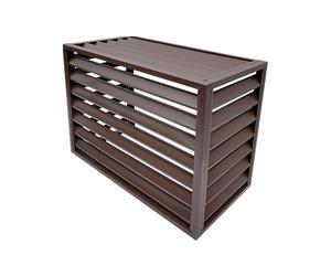 YVYKFZD Cache Climatiseur Exterieur, Couverture De Climatiseur en aluminium robuste, panneaux de Cache Climatiseur Extérieur autoportants, support de fleurs pour Cache Clim à persiennes (Color : Brow