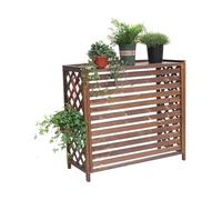 YVYKFZD Cache Climatiseur Exterieur, Couverture De Climatiseur en Bois, Cache Climatiseur Extérieur de confidentialité Tous Temps, Support de Fleur de Cache Clim à persiennes (Color : Natural color,