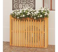 YVYKFZD Cache Climatiseur Exterieur en Bois, Couverture De Climatiseur Autoportante, Cache Climatiseur Extérieur confidentialité, Support de Fleurs, Cache Clim à persiennes (Color : Natural color, S
