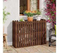 YVYKFZD Cache Climatiseur Exterieur en Bois, Support de Fleur de Couverture De Climatiseur de décoration, Cache Climatiseur Extérieur de confidentialité, Cache Clim Tous Temps (Color : Natural color