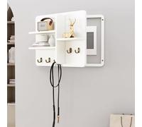 YVYKFZD Cache Compteur Electrique en bois, Couvercle Décoratif de boîte à fusibles avec étagère et crochets, Cache Tableau Électrique caché for entrée(White A,60x40cm/23.6"x15.7")