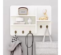 YVYKFZD Cache Compteur Electrique mural, Couvercle Décoratif avec étagère et crochets, Cache Tableau Électrique caché en bois, boîte de commutation(White A,45x35cm/17.7x13.8in)