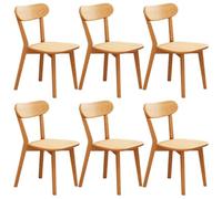 YVYKFZD Chaises de Salle à Manger en Bois Massif, Ensemble de Chaise Salle à Manger avec Dossier incurvé, Chaise de Cuisine sans accoudoirs, Chaises Salles a Mangers(Wood,6 pcs)
