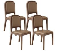 YVYKFZD Chaises de Salle à Manger en Bois Massif, Ensemble de Chaise Salle à Manger sans accoudoirs, Chaise de Cuisine rembourrée en Cuir, Chaises Salles a Mangers(Brown+Walnut,4PCS)