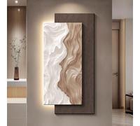 YVYKFZD Grande Peinture Murale LED, Sculpture Murales 3D, Décoration Murale en Grès, Sculpture murales créative, Tableau décoratif for entrée, Salon(Brown,60x120cm/23.6"x47.2")